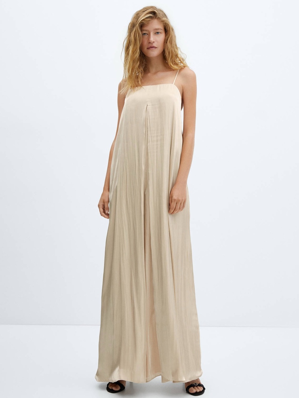 NWT Satin Finish Gold Wide Leg Jumpsuit - Picture 1 of 9